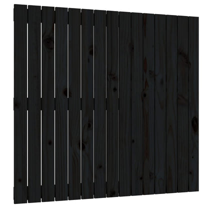 Testiera da Parete Nera 95,5x3x90 cm in Legno Massello di Pino