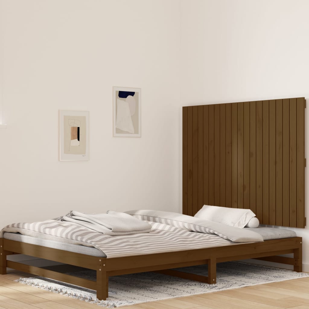 Testiera da Parete Ambra 127,5x3x90cm in Legno Massello di Pino
