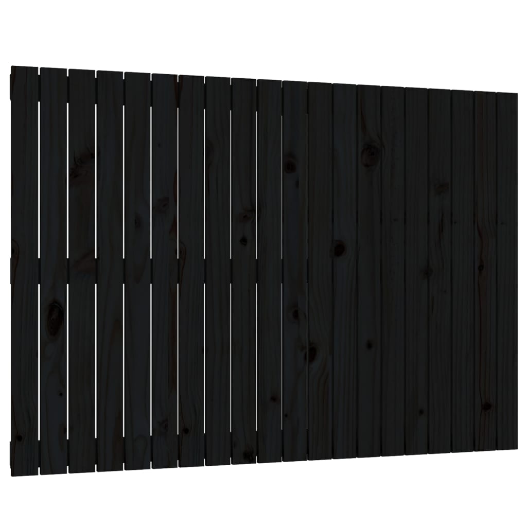 Testiera da Parete Nera 127,5x3x90 cm in Legno Massello di Pino