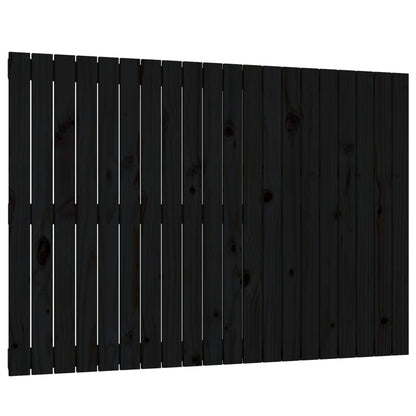 Testiera da Parete Nera 127,5x3x90 cm in Legno Massello di Pino