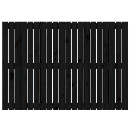 Testiera da Parete Nera 127,5x3x90 cm in Legno Massello di Pino