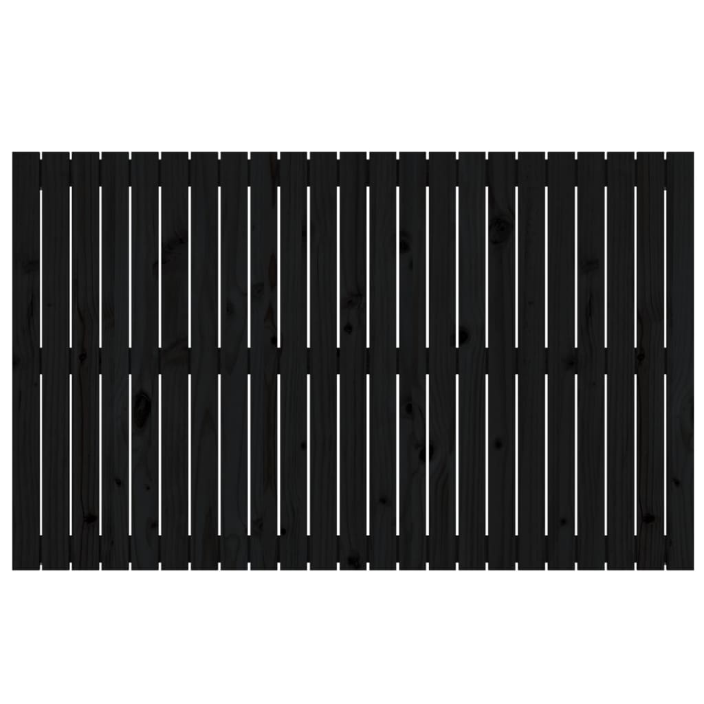 Testiera da Parete Nera 147x3x90 cm in Legno Massello di Pino