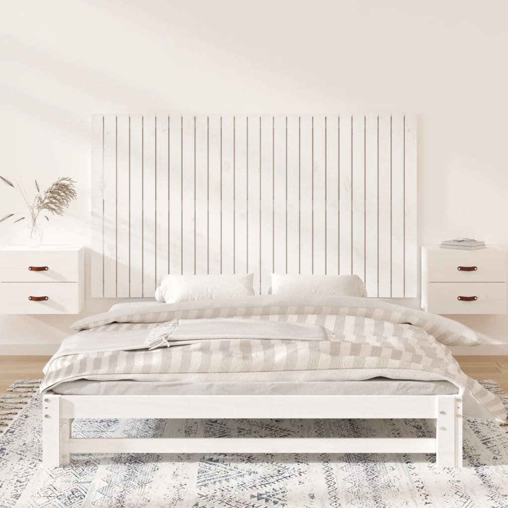 Testiera da Parete Bianca 159,5x3x90 cm Legno Massello di Pino
