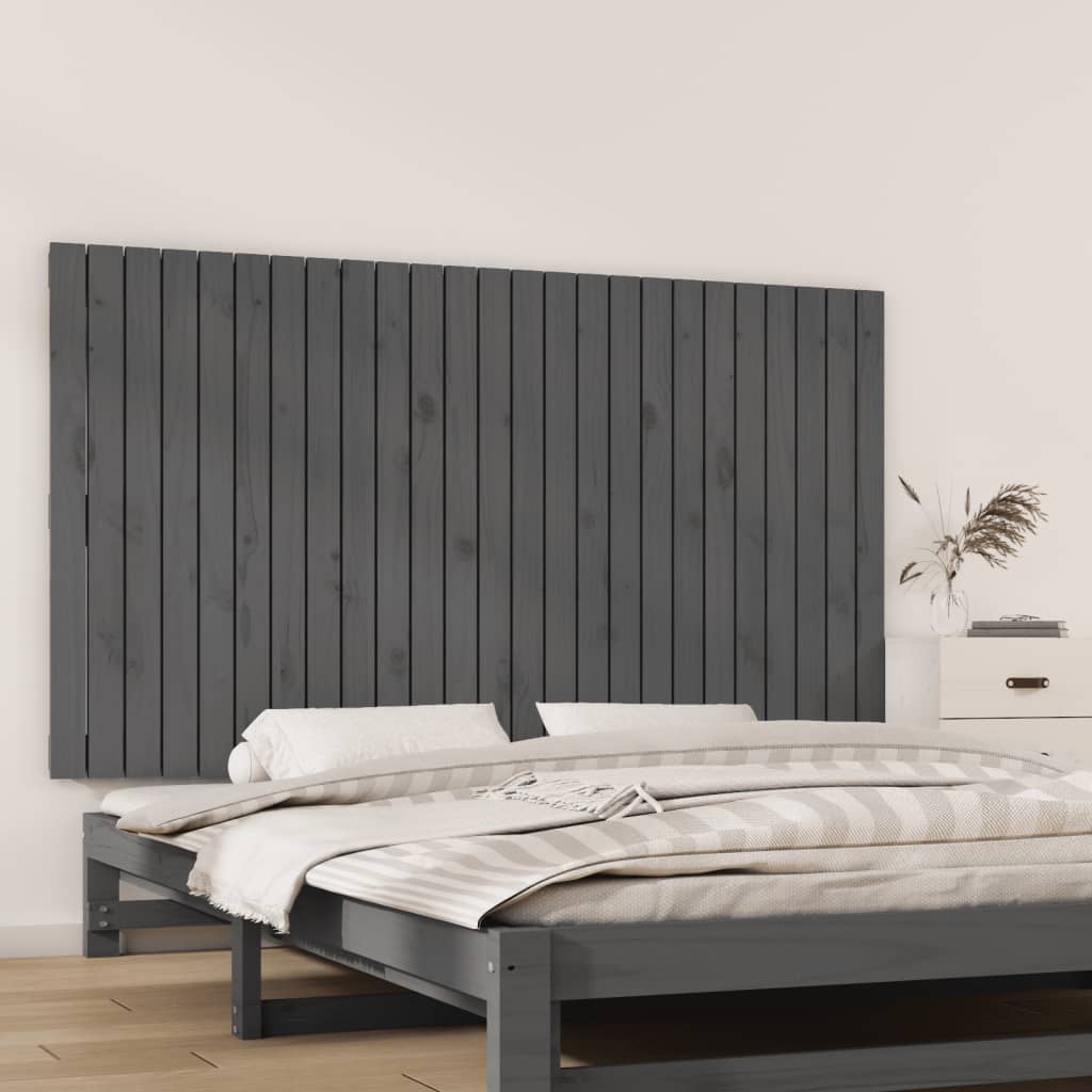 Testiera da Parete Grigia 159,5x3x90 cm Legno Massello di Pino