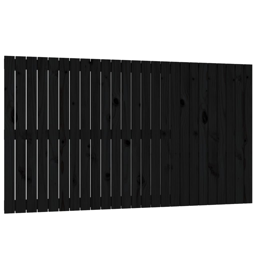 Testiera da Parete Nera 159,5x3x90 cm in Legno Massello di Pino