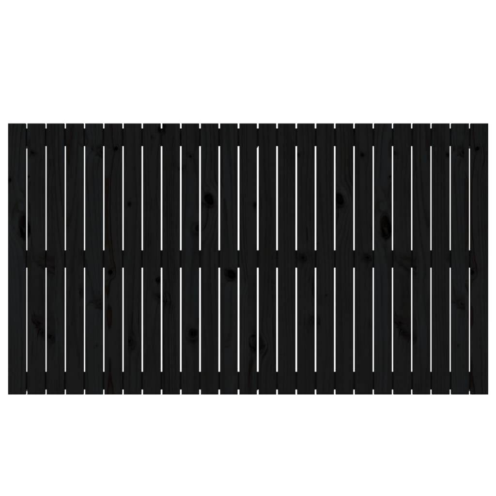 Testiera da Parete Nera 159,5x3x90 cm in Legno Massello di Pino