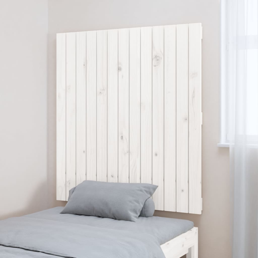 Testiera da Parete Bianca 82,5x3x90cm in Legno Massello di Pino