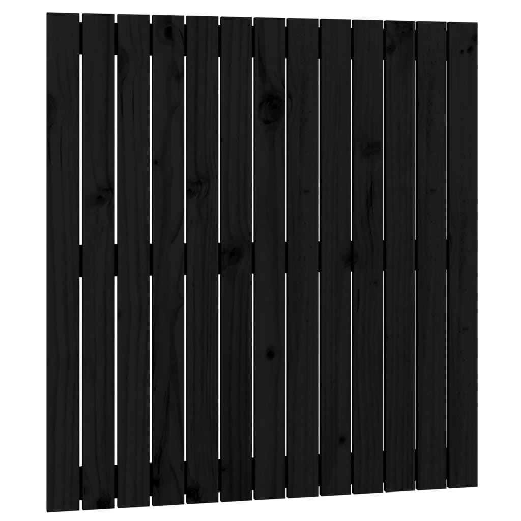Testiera da Parete Nera 82,5x3x90 cm in Legno Massello di Pino