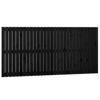 Testiera da Parete Nera 185x3x90 cm in Legno Massello di Pino