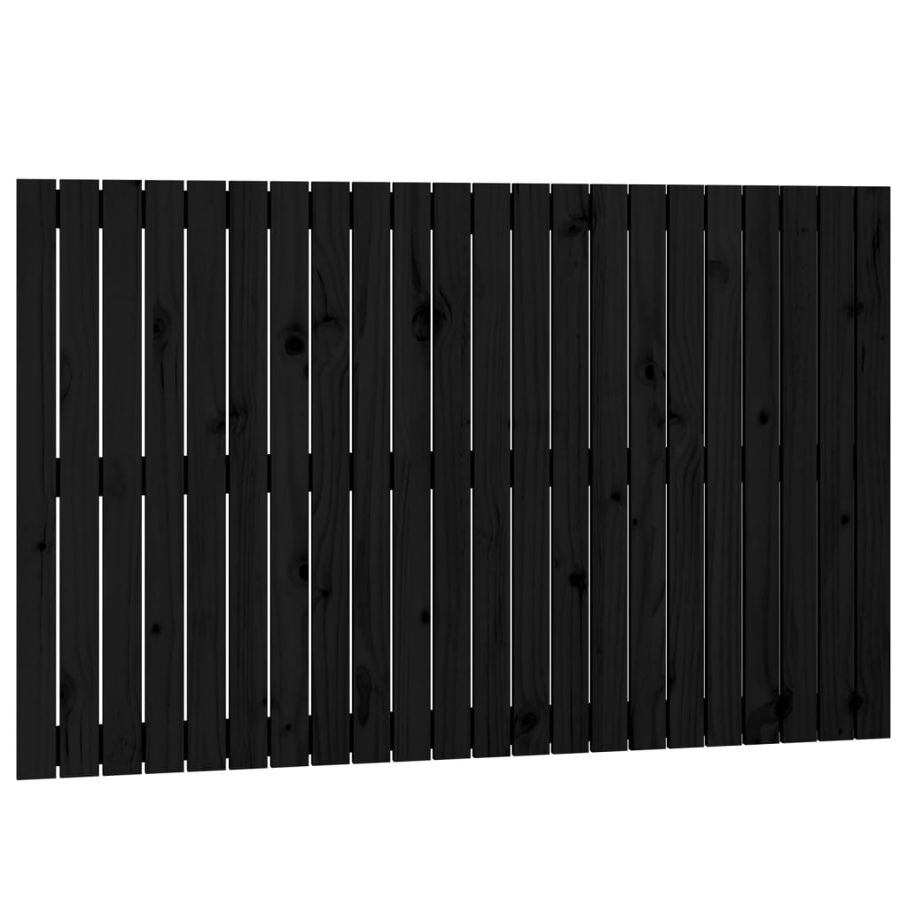 Testiera da Parete Nera 140x3x90 cm in Legno Massello di Pino