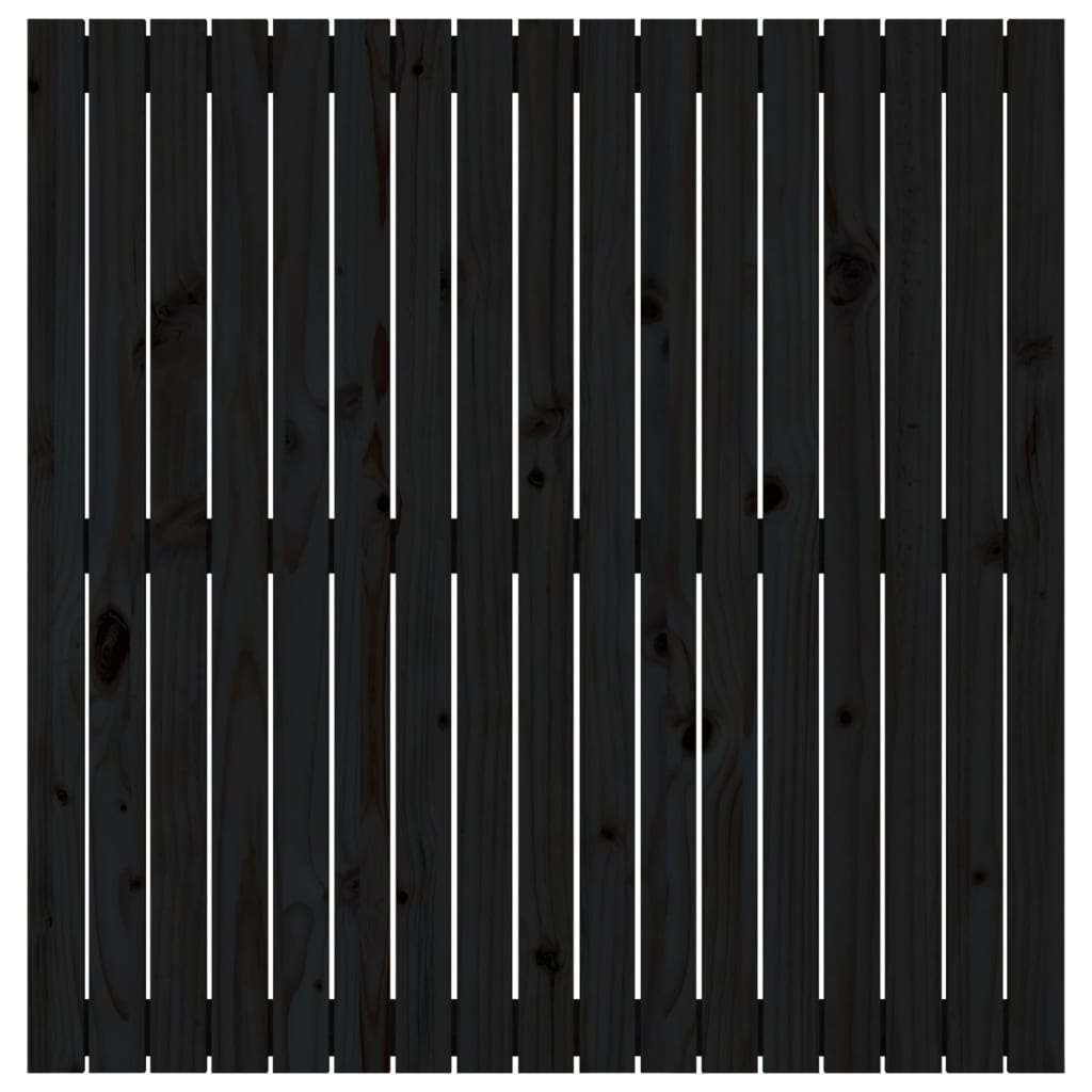Testiera da Parete Nera 108x3x110 cm in Legno Massello di Pino