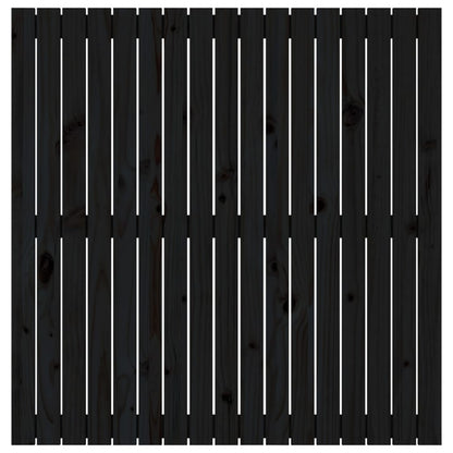 Testiera da Parete Nera 108x3x110 cm in Legno Massello di Pino
