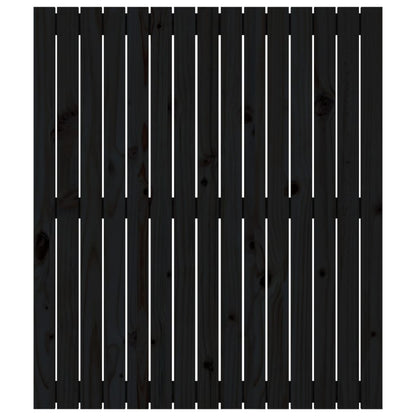 Testiera da Parete Nera 95,5x3x110 cm in Legno Massello di Pino