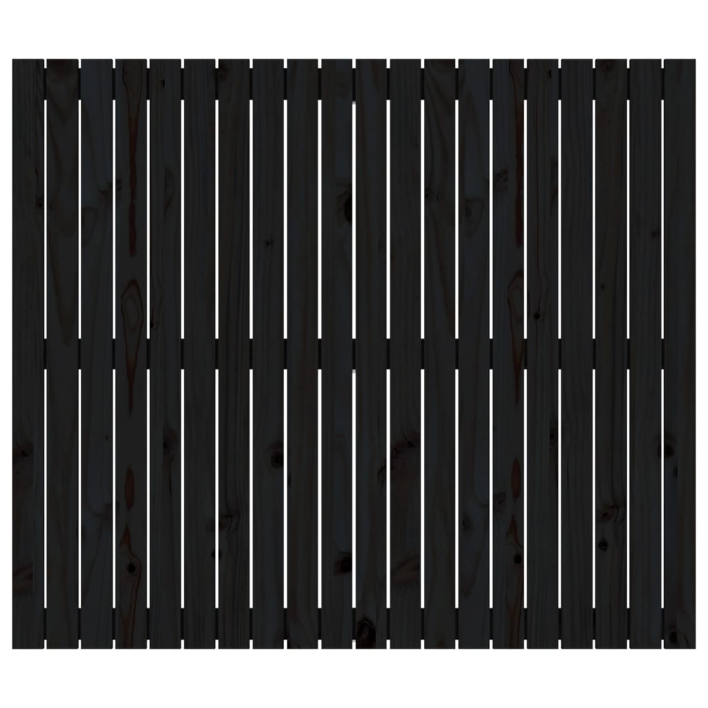 Testiera da Parete Nera 127,5x3x110cm in Legno Massello di Pino
