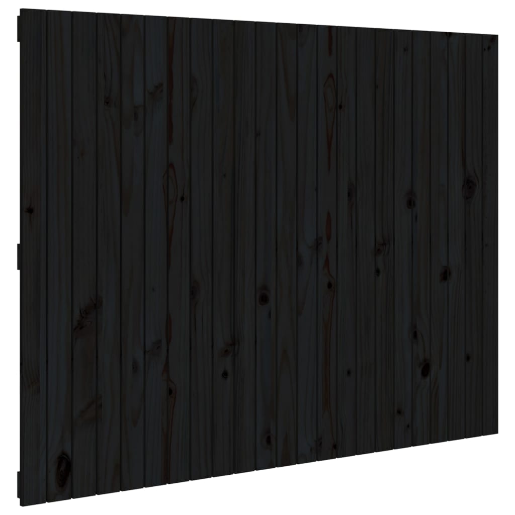 Testiera da Parete Nera 146,5x3x110cm in Legno Massello di Pino