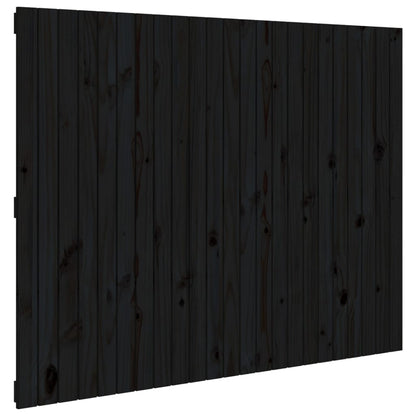 Testiera da Parete Nera 146,5x3x110cm in Legno Massello di Pino