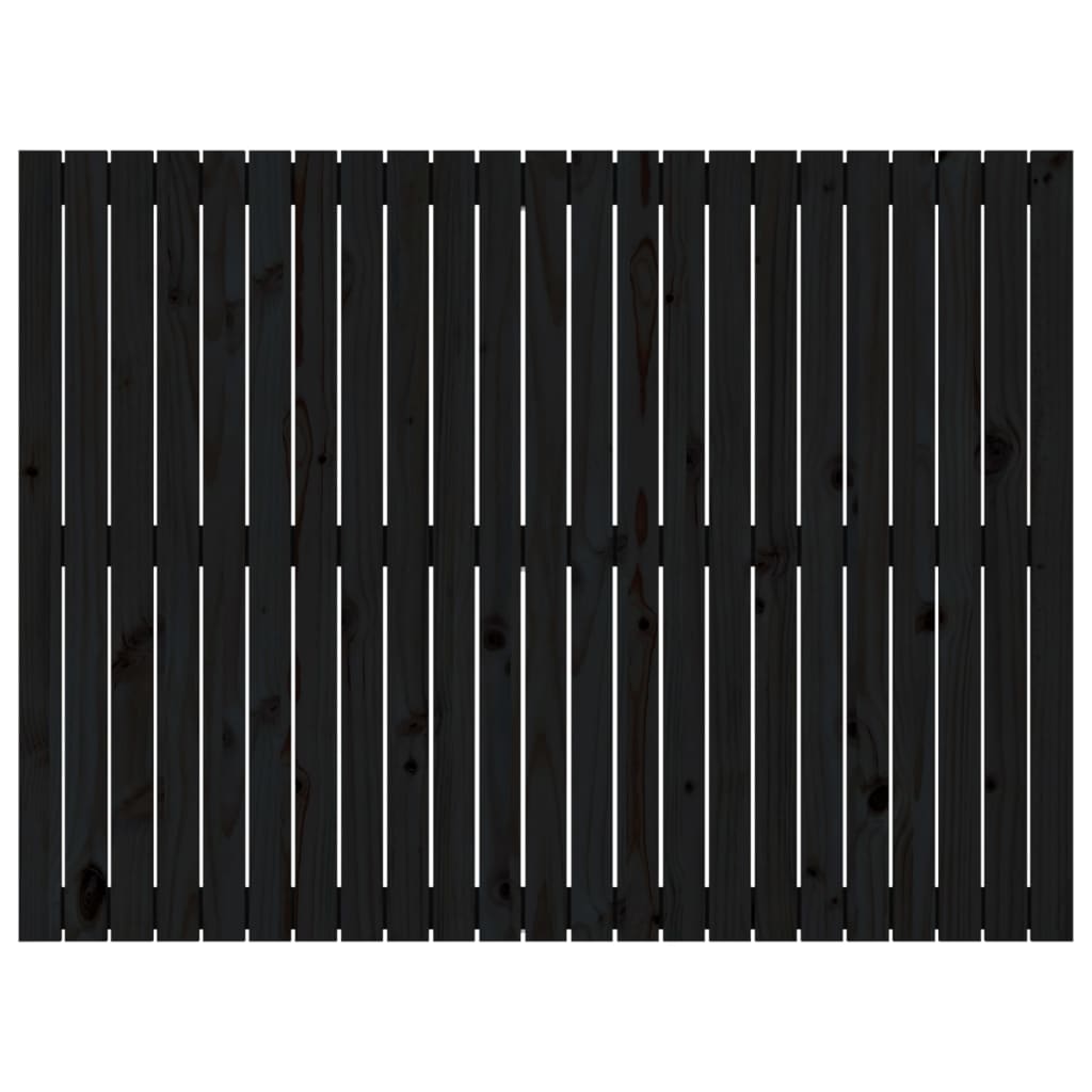 Testiera da Parete Nera 146,5x3x110cm in Legno Massello di Pino