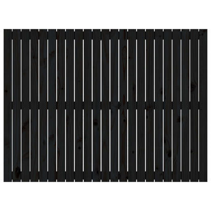 Testiera da Parete Nera 146,5x3x110cm in Legno Massello di Pino