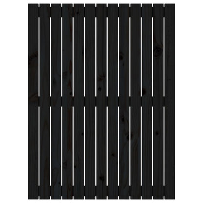 Testiera da Parete Nera 82,5x3x110 cm in Legno Massello di Pino