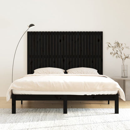 Testiera da Parete Nera 166x3x110 cm in Legno Massello di Pino