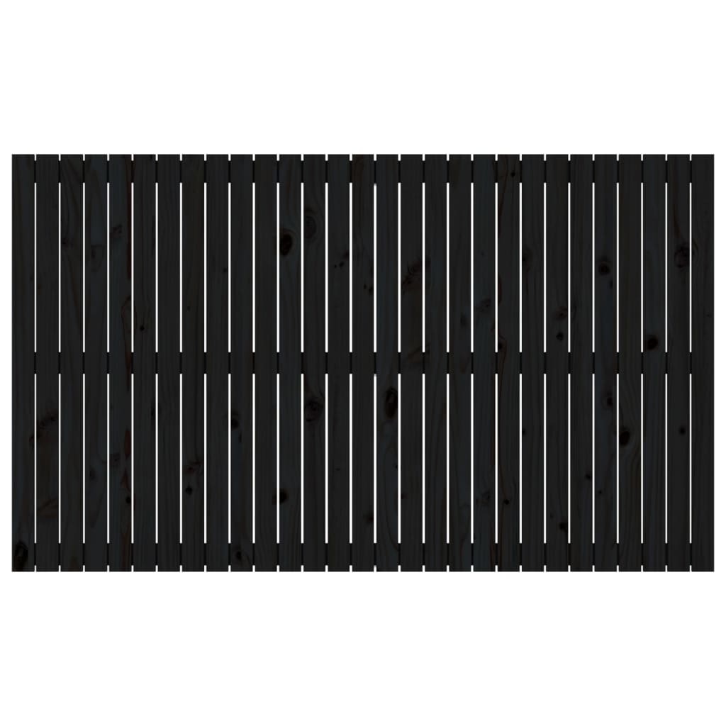Testiera da Parete Nera 185x3x110 cm in Legno Massello di Pino