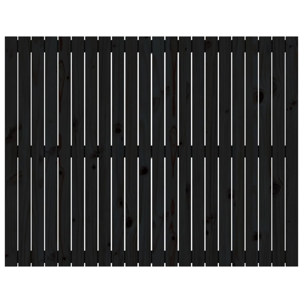 Testiera da Parete Nera 140x3x110 cm in Legno Massello di Pino