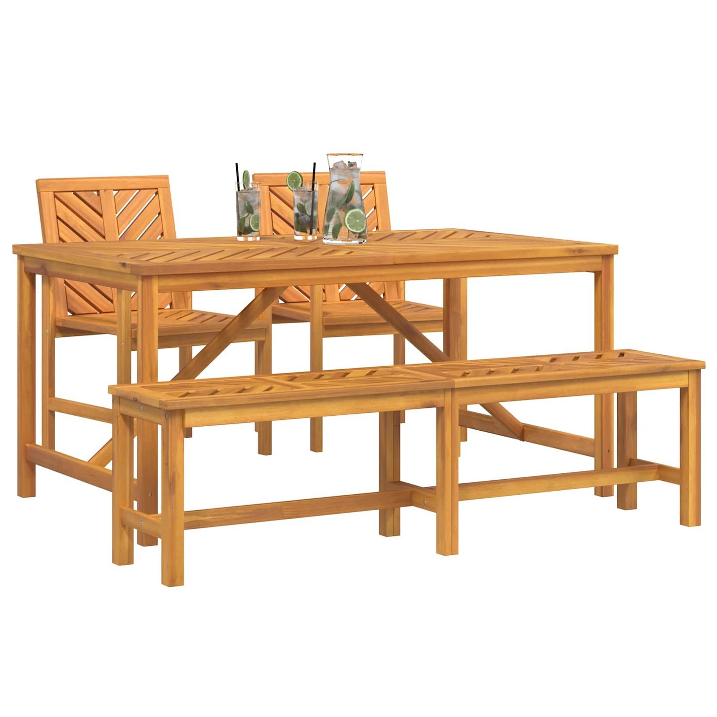 Set da Pranzo per Giardino 4 pcs Marrone