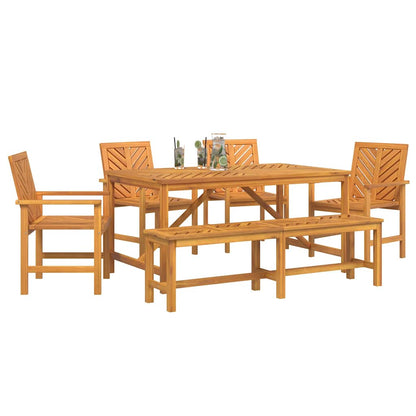 Set da Pranzo per Giardino 6 pcs Marrone