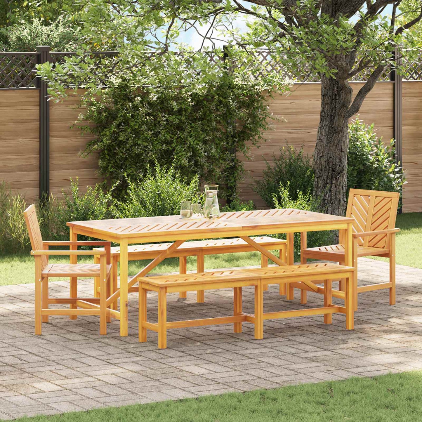 Set da Pranzo per Giardino 5 pcs Marrone