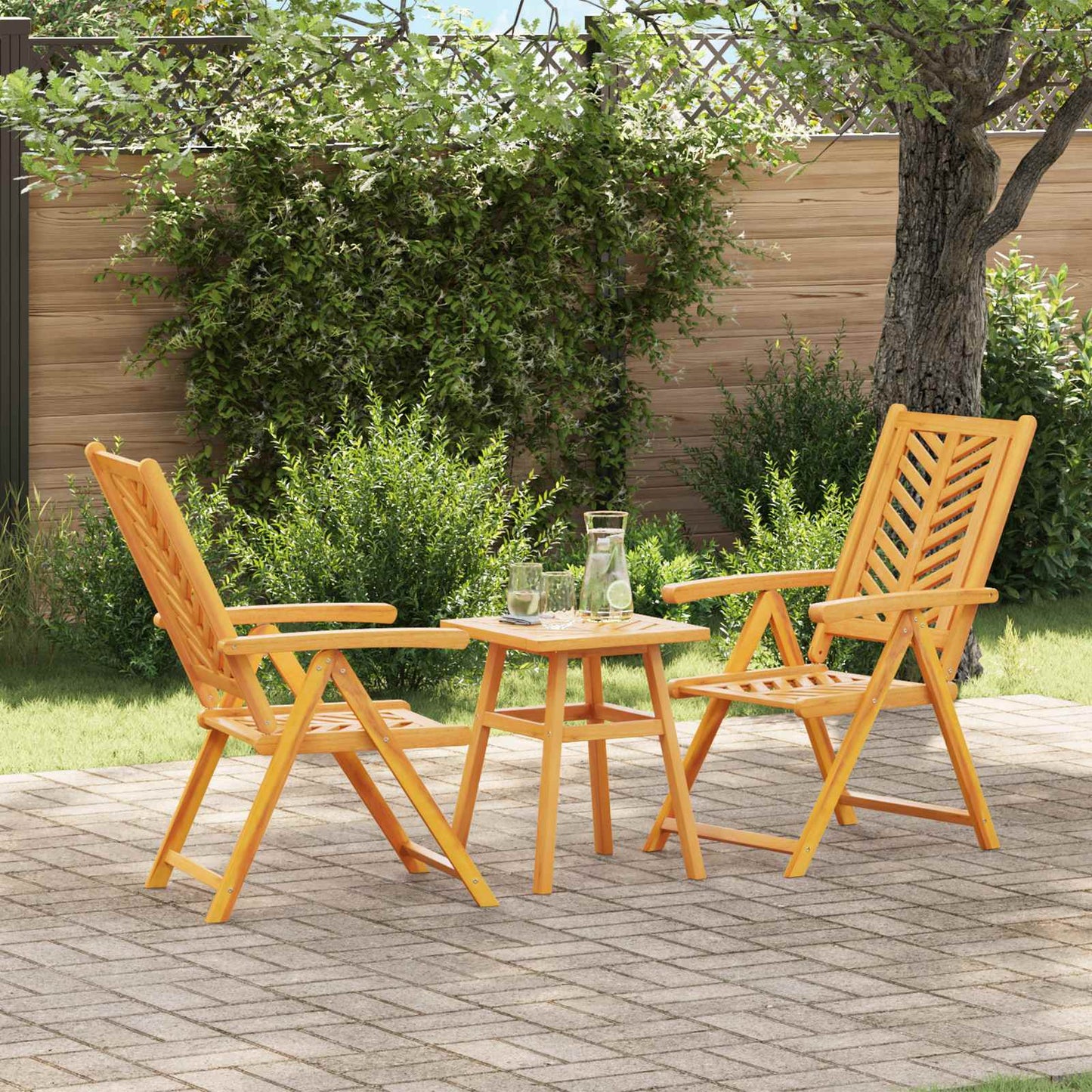 Set da Pranzo per Giardino 3 pcs Marrone