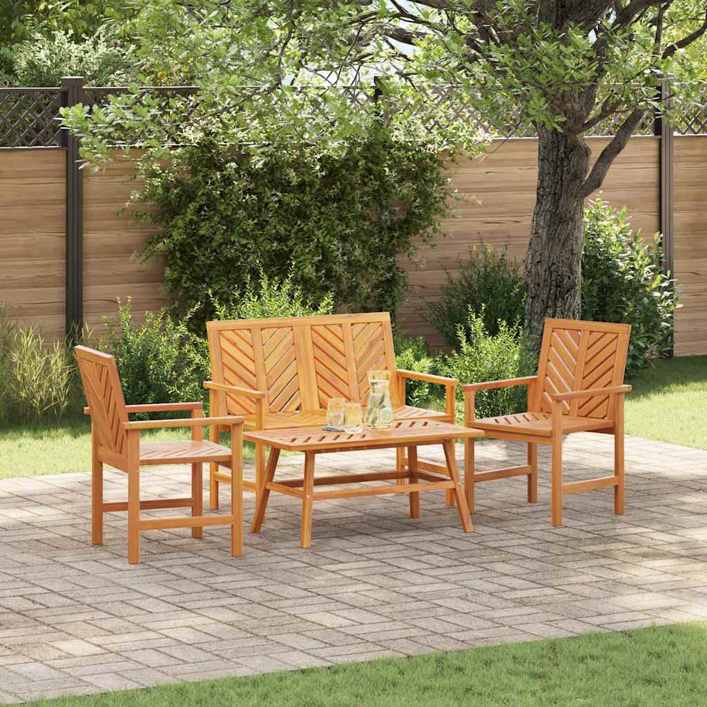 Set Lounge da Giardino 4 pcs Marrone Legno di Acacia Massello