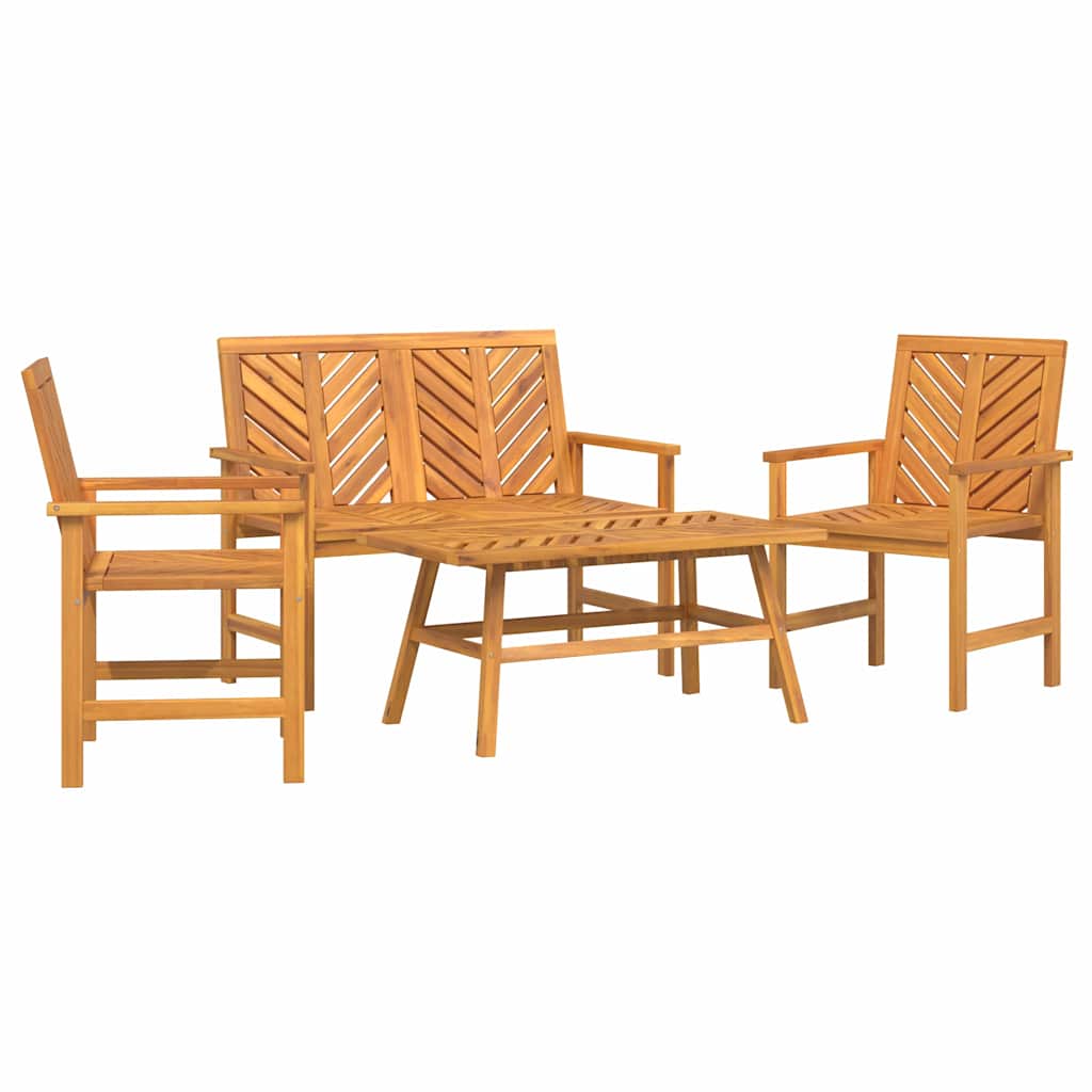 Set Lounge da Giardino 4 pcs Marrone Legno di Acacia Massello