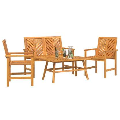 Set Lounge da Giardino 4 pcs Marrone Legno di Acacia Massello