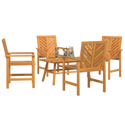 Set Lounge da Giardino 5 pcs Marrone Legno di Acacia Massello