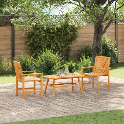 Set Lounge da Giardino 3 pcs Marrone Legno di Acacia Massello
