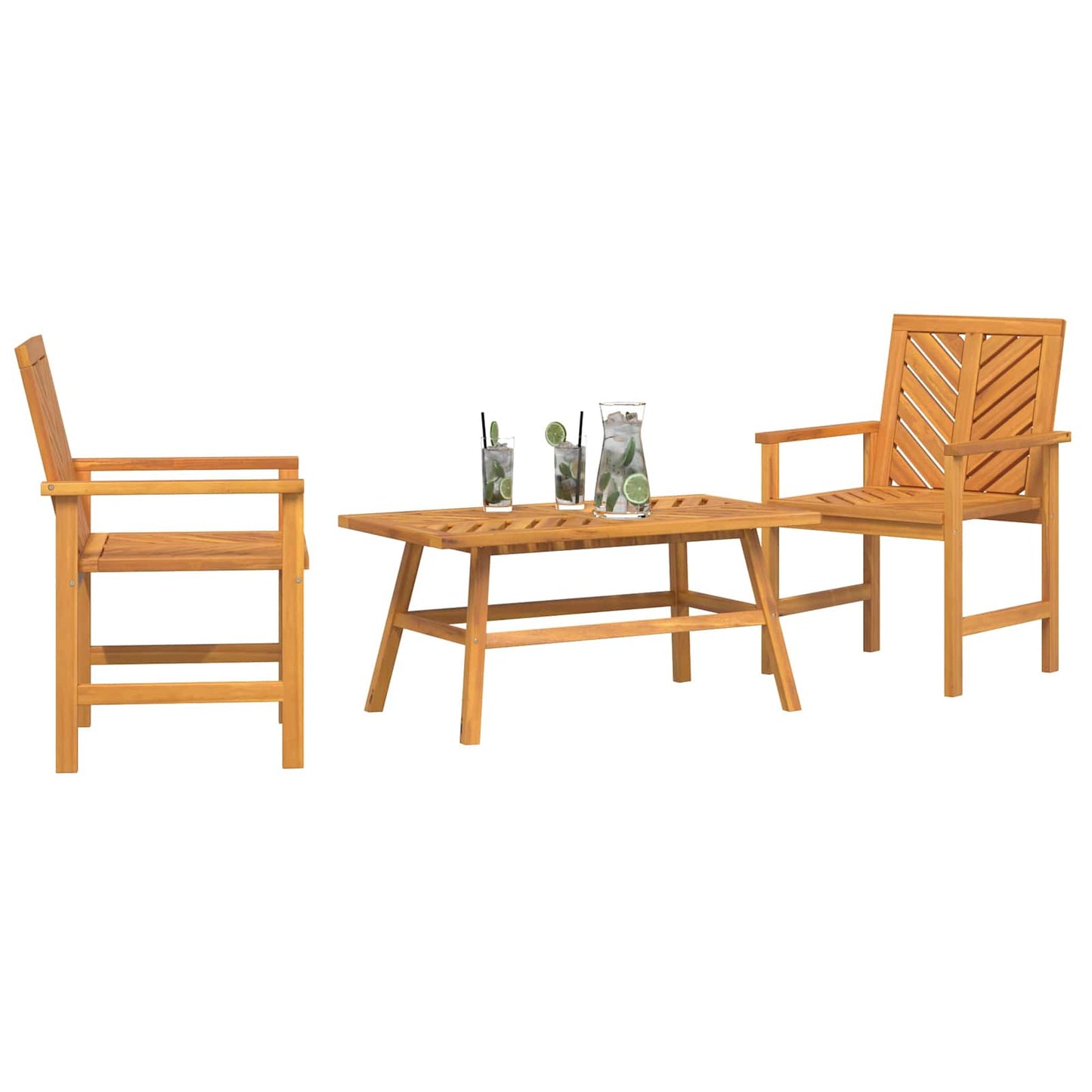 Set Lounge da Giardino 3 pcs Marrone Legno di Acacia Massello
