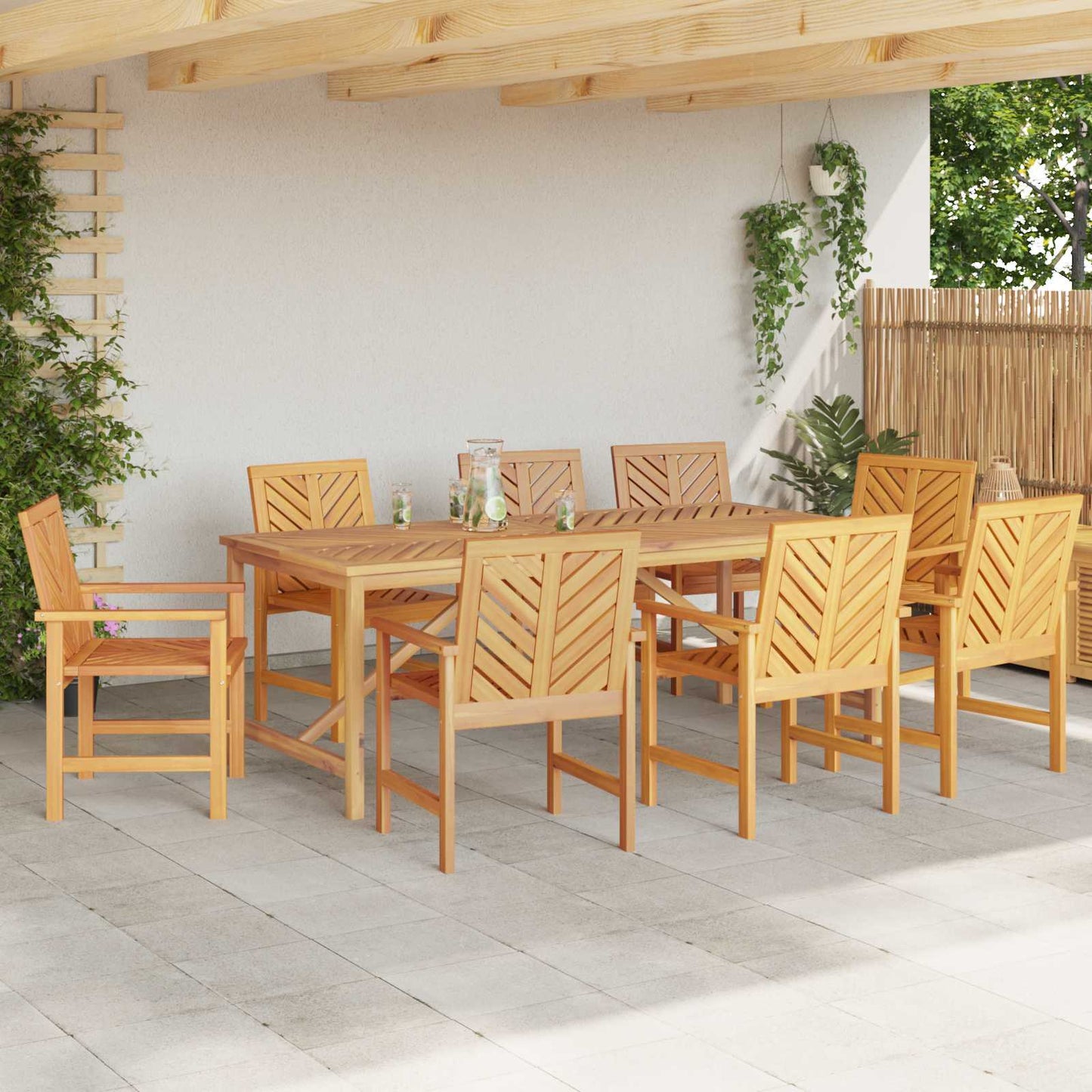 Sedia da pranzo 8 pcs Naturale 62.5 x 59 x 89 cm