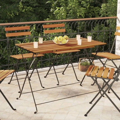 Tavolo BistrÃƒÂ² Pieghevole 100x54x71 cm Massello Acacia e Acciaio