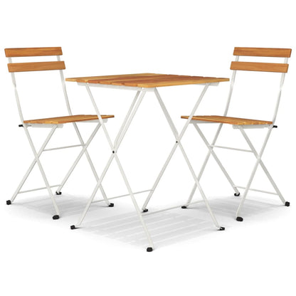 Set BistrÃ² Pieghevole 3pz in Legno Massello di Acacia e Acciaio