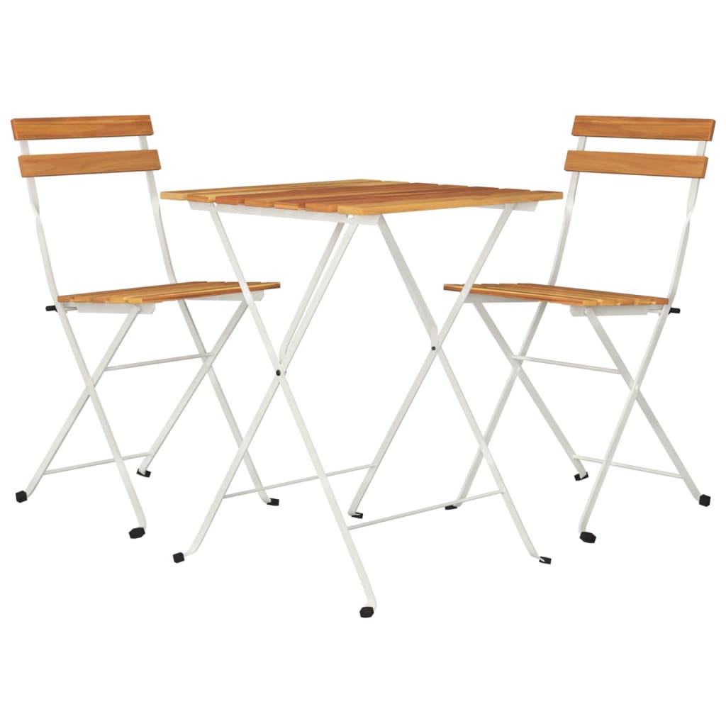 Set BistrÃ² Pieghevole 3pz in Legno Massello di Acacia e Acciaio