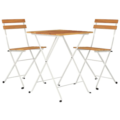 Set BistrÃ² Pieghevole 3pz in Legno Massello di Acacia e Acciaio