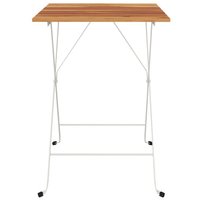 Tavolo BistrÃ² Pieghevole 55x54x71 Legno Massello Acacia Acciaio