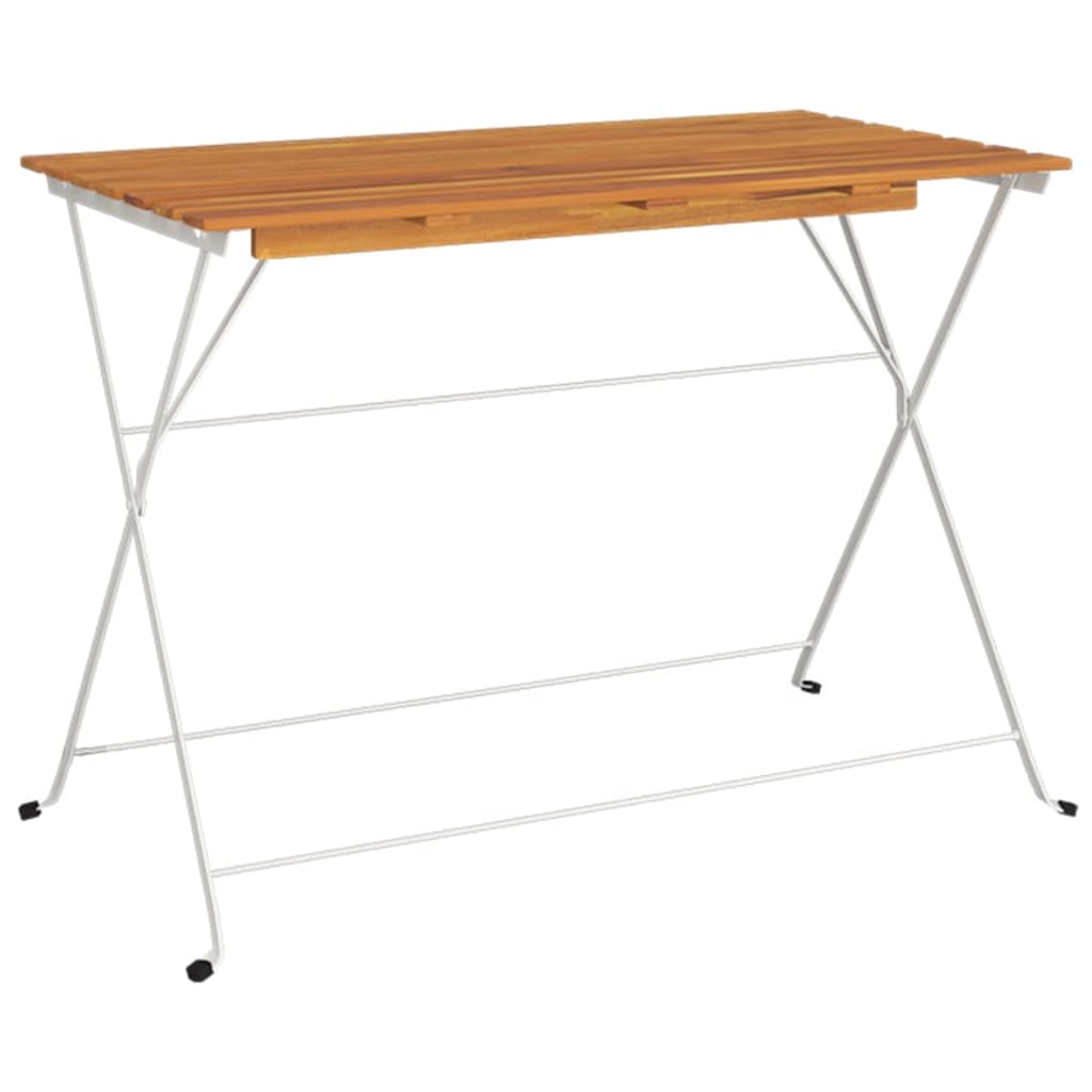 Tavolo BistrÃƒÂ² Pieghevole 100x54x71 cm Massello Acacia e Acciaio