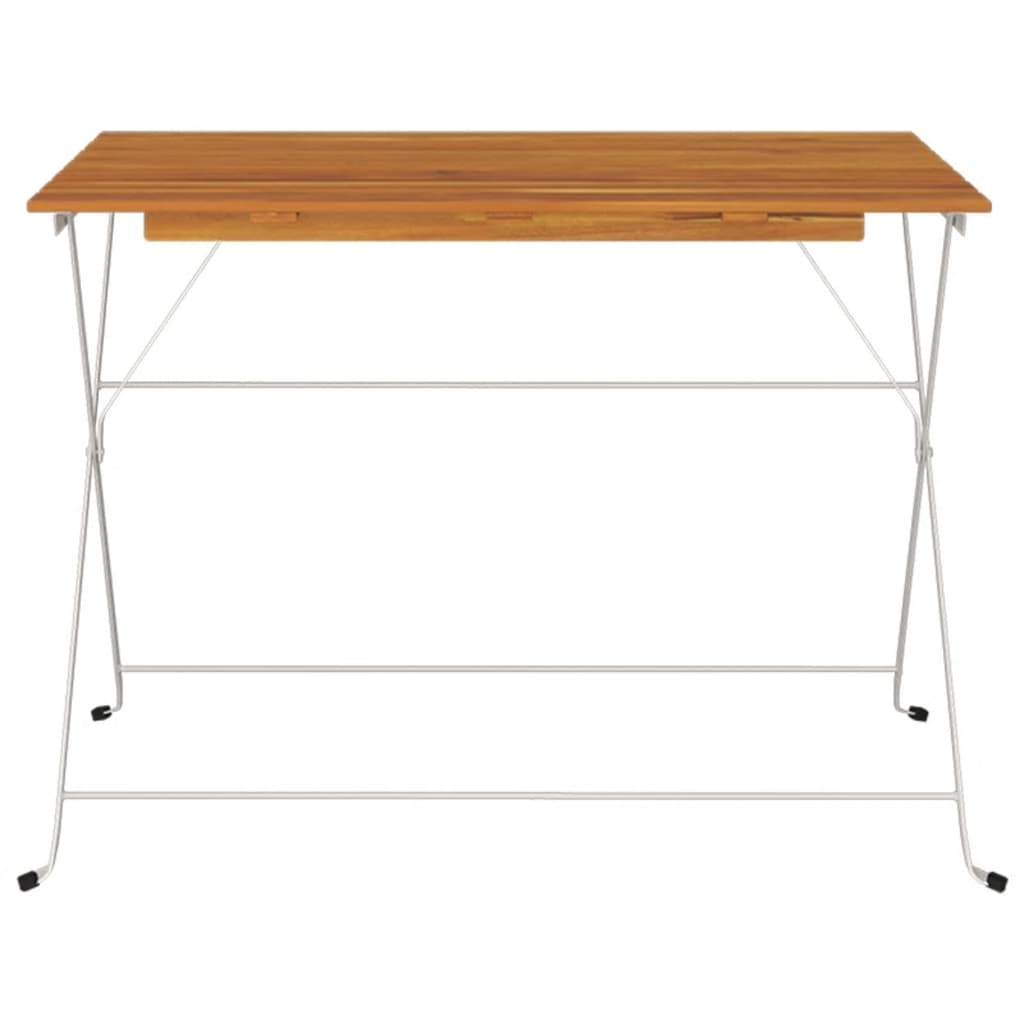 Tavolo BistrÃƒÂ² Pieghevole 100x54x71 cm Massello Acacia e Acciaio