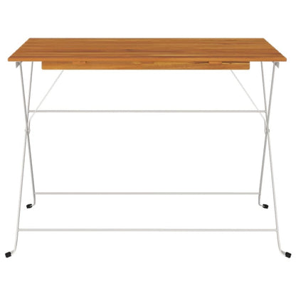 Tavolo BistrÃƒÂ² Pieghevole 100x54x71 cm Massello Acacia e Acciaio