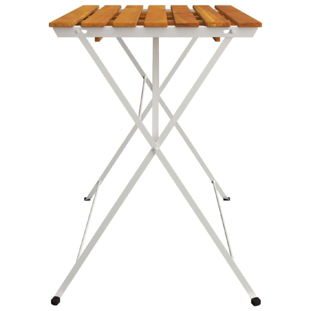 Tavolo BistrÃƒÂ² Pieghevole 100x54x71 cm Massello Acacia e Acciaio
