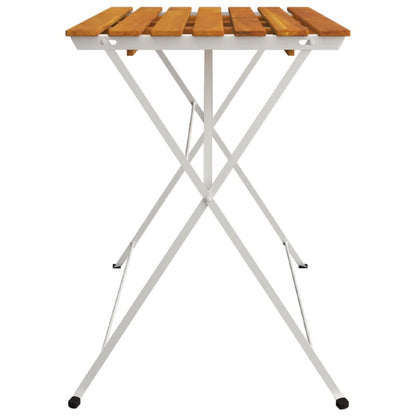 Tavolo BistrÃƒÂ² Pieghevole 100x54x71 cm Massello Acacia e Acciaio