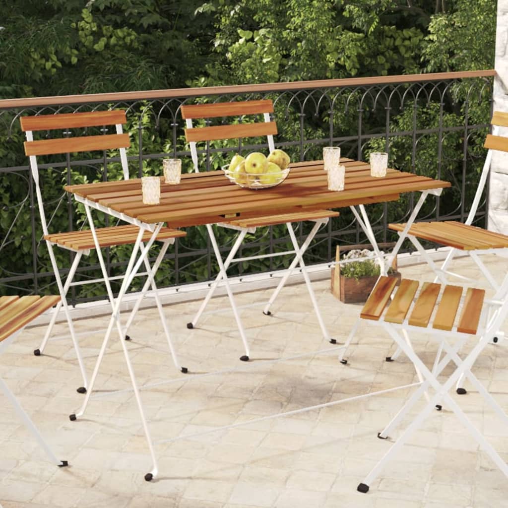 Tavolo BistrÃƒÂ² Pieghevole 100x54x71 cm Massello Acacia e Acciaio