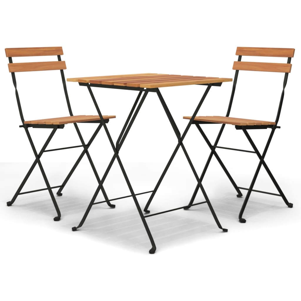Set BistrÃ² Pieghevole 3 pz in Legno Massello di Teak e Acciaio