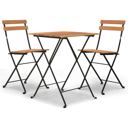 Set BistrÃ² Pieghevole 3 pz in Legno Massello di Teak e Acciaio